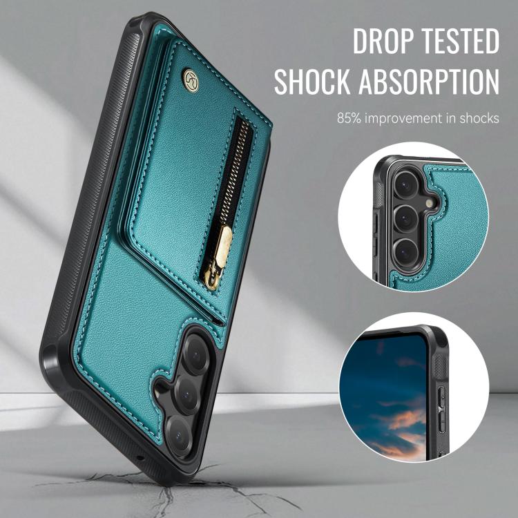 For Samsung Galaxy S23 FE 5G JEEHOOD J12 Exquisite RFID MagSafe Zipper Card Bag Phone Case