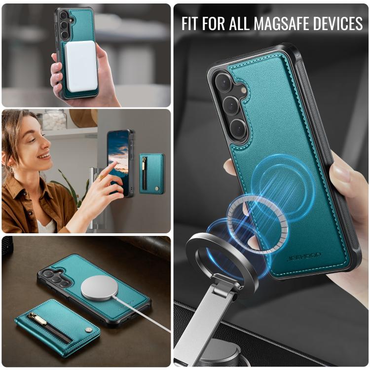 For Samsung Galaxy S23 FE 5G JEEHOOD J12 Exquisite RFID MagSafe Zipper Card Bag Phone Case