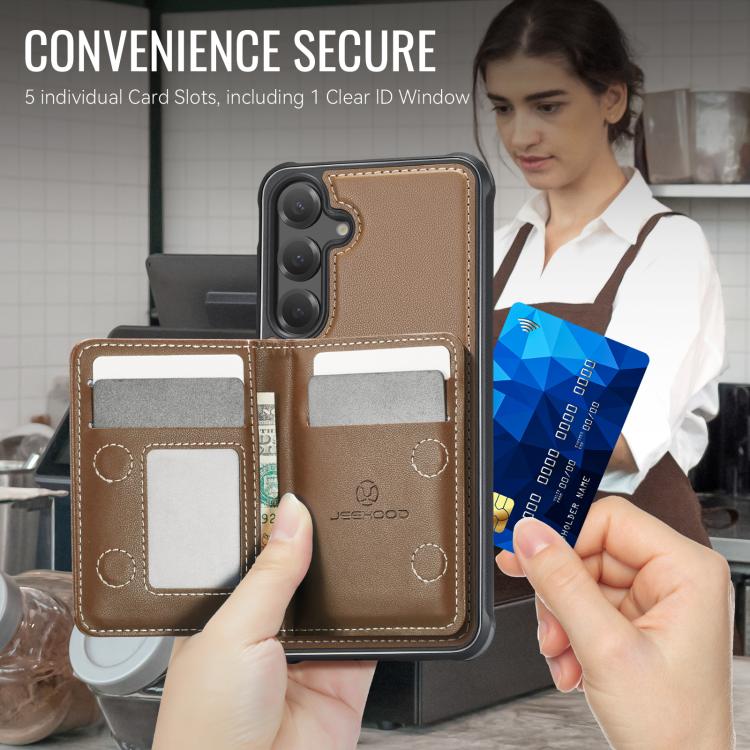 For Samsung Galaxy S23 FE 5G JEEHOOD J12 Exquisite RFID MagSafe Zipper Card Bag Phone Case