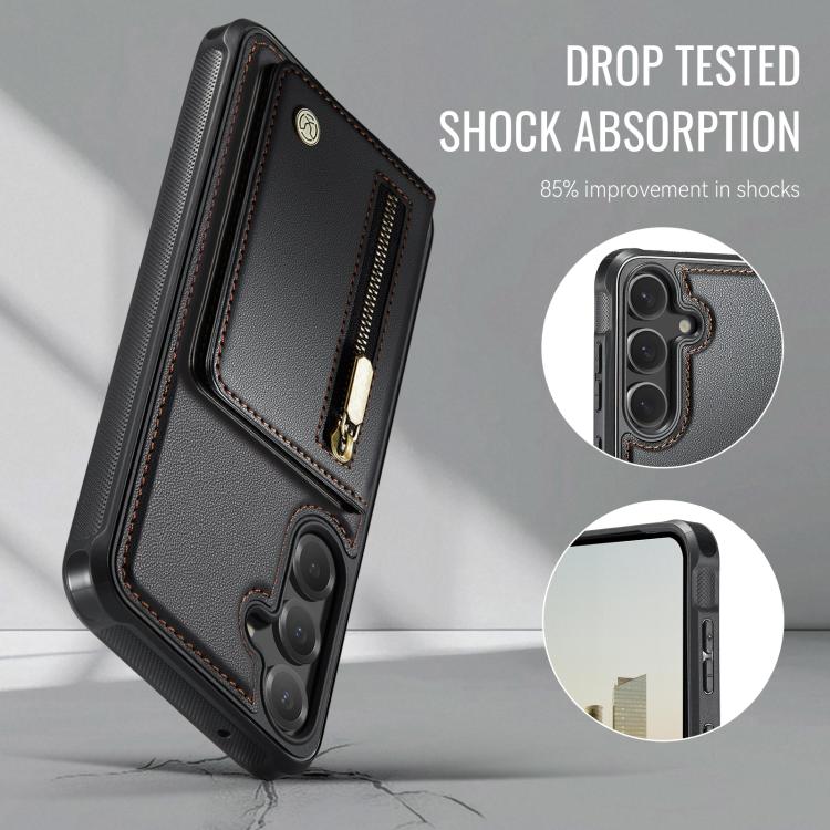 For Samsung Galaxy S23 FE 5G JEEHOOD J12 Exquisite RFID MagSafe Zipper Card Bag Phone Case