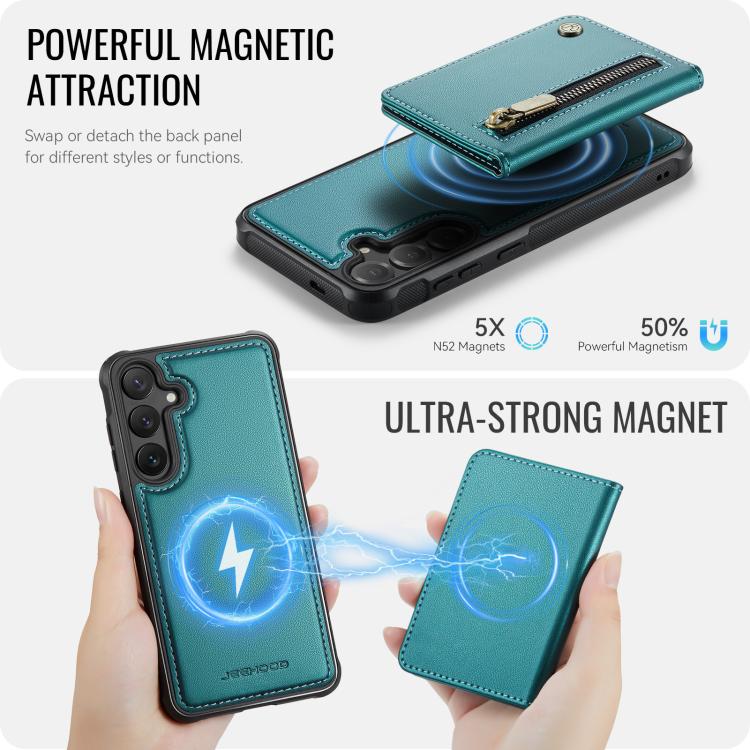 For Samsung Galaxy S26+ 5G JEEHOOD J12 Exquisite RFID MagSafe Zipper Card Bag Phone Case