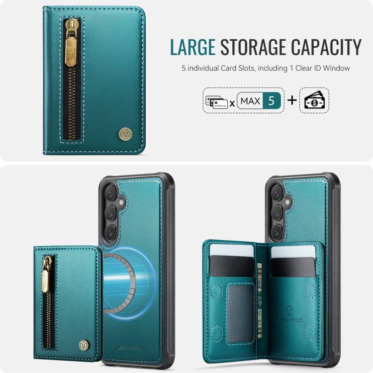 For Samsung Galaxy S26+ 5G JEEHOOD J12 Exquisite RFID MagSafe Zipper Card Bag Phone Case