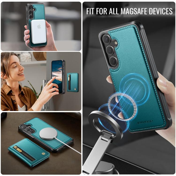 For Samsung Galaxy S26+ 5G JEEHOOD J12 Exquisite RFID MagSafe Zipper Card Bag Phone Case