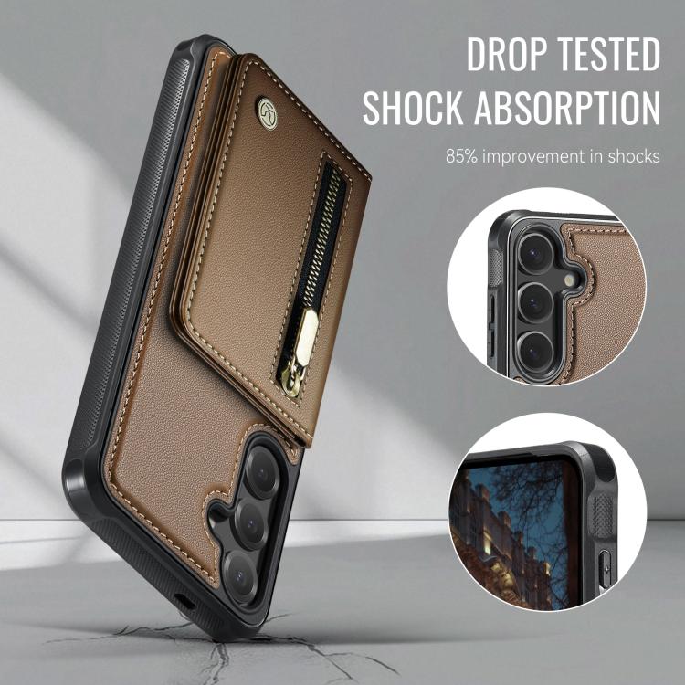 For Samsung Galaxy S26+ 5G JEEHOOD J12 Exquisite RFID MagSafe Zipper Card Bag Phone Case