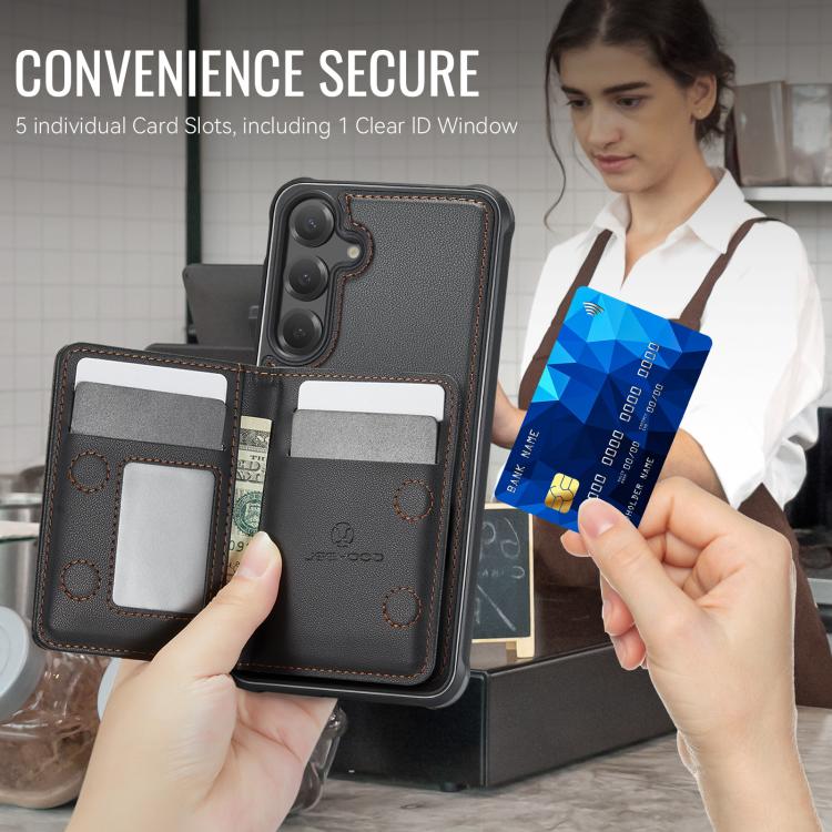 For Samsung Galaxy S26+ 5G JEEHOOD J12 Exquisite RFID MagSafe Zipper Card Bag Phone Case