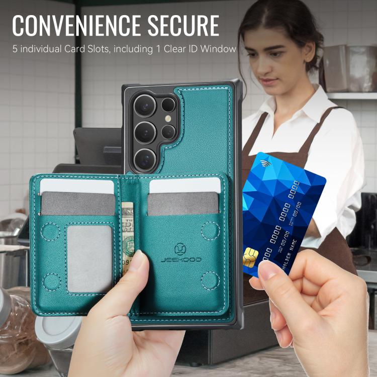 For Samsung Galaxy S26 Ultra 5G JEEHOOD J12 Exquisite RFID MagSafe Zipper Card Bag Phone Case