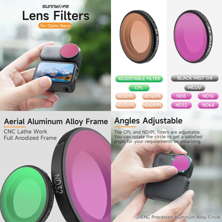 For DJI Osmo Nano Sunnylife Camera Lens Filter, Filter:MCUV