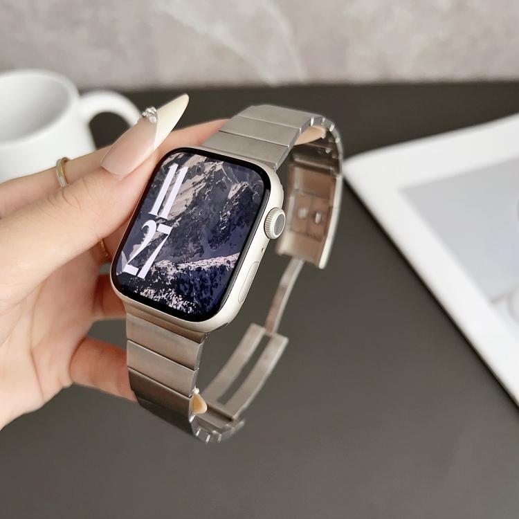 For Apple Watch 42mm / 41mm / 40mm / 38mm Single Bead Quick Release Stainless Steel Watch Band