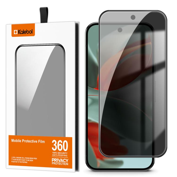 For Google Pixel 9 Pro Kalebol High-Aluminum Screen-Printed Full-Coverage Black-Border Privacy Tempered Glass Film