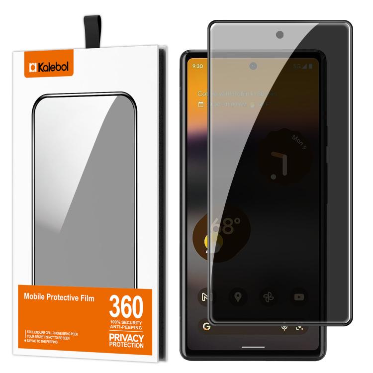 For Google Pixel 6a Kalebol High-Aluminum Screen-Printed Full-Coverage Black-Border Privacy Tempered Glass Film