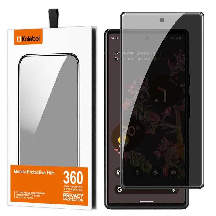For Google Pixel 6 Kalebol High-Aluminum Screen-Printed Full-Coverage Black-Border Privacy Tempered Glass Film