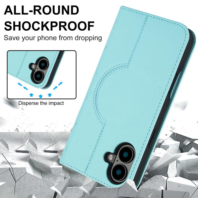 For iPhone 16 Rhombic MagSafe RFID Anti-Theft Wallet Leather Phone Case
