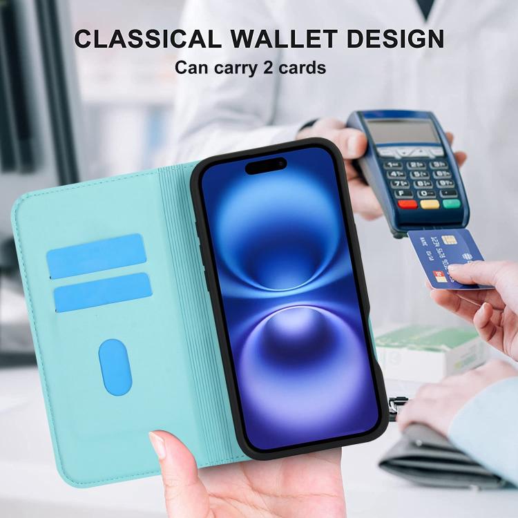 For iPhone 16 Rhombic MagSafe RFID Anti-Theft Wallet Leather Phone Case