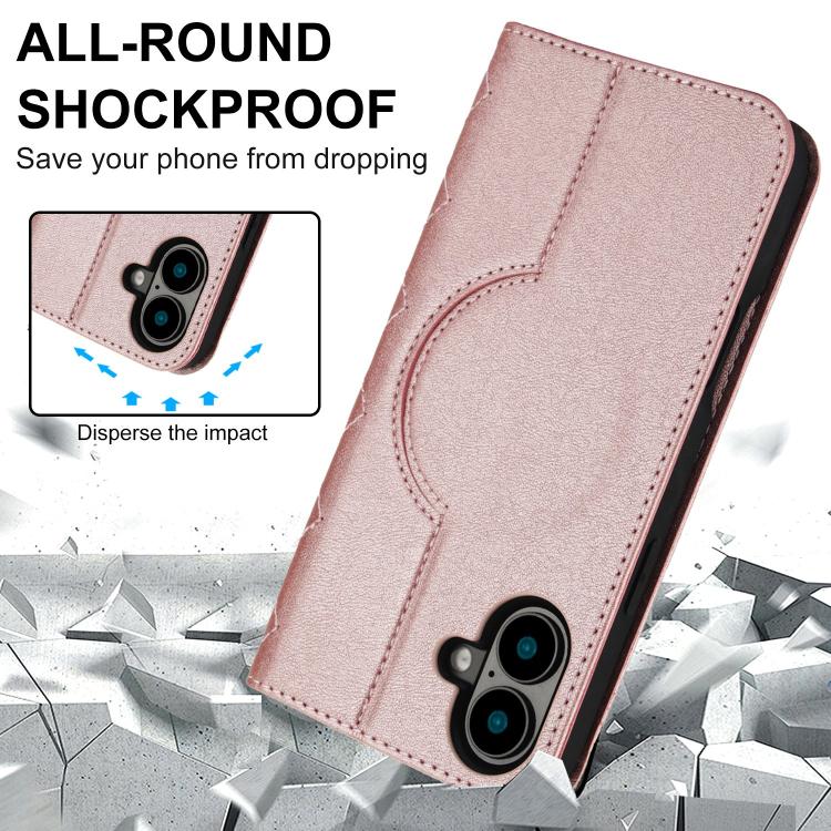 For iPhone 16 Rhombic MagSafe RFID Anti-Theft Wallet Leather Phone Case