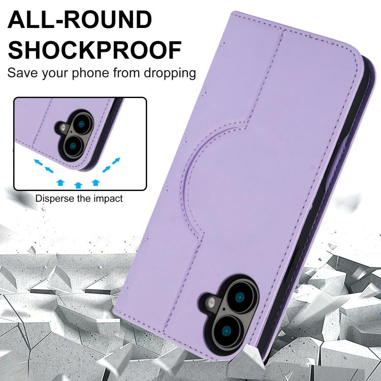 For iPhone 16 Rhombic MagSafe RFID Anti-Theft Wallet Leather Phone Case