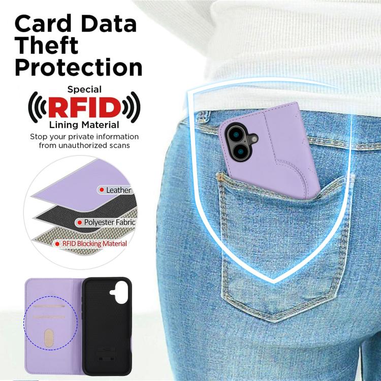 For iPhone 16 Rhombic MagSafe RFID Anti-Theft Wallet Leather Phone Case