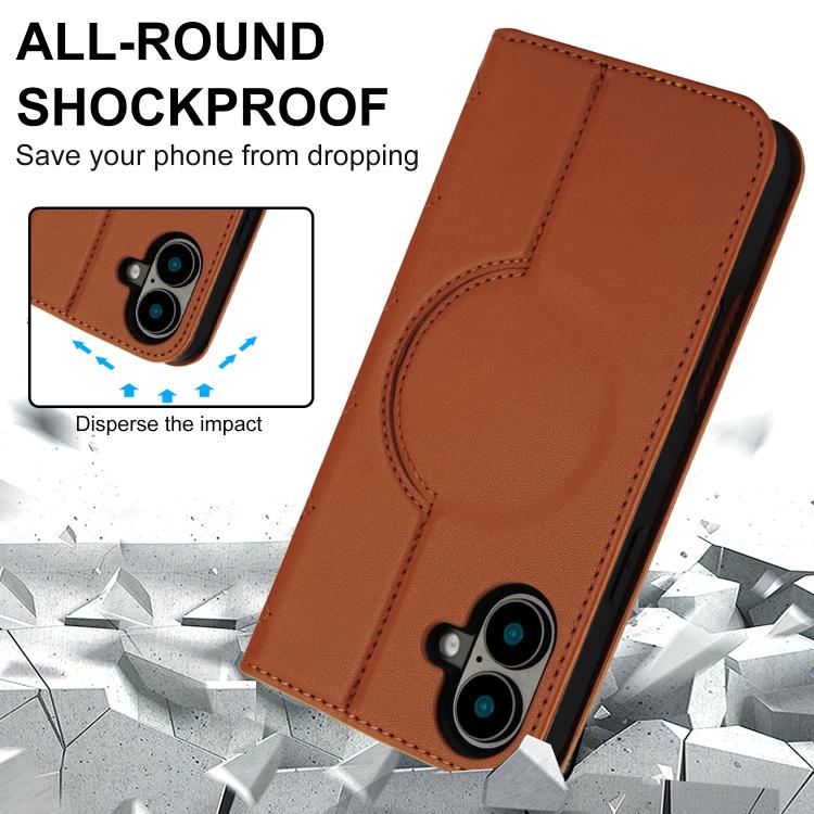 For iPhone 16 Rhombic MagSafe RFID Anti-Theft Wallet Leather Phone Case