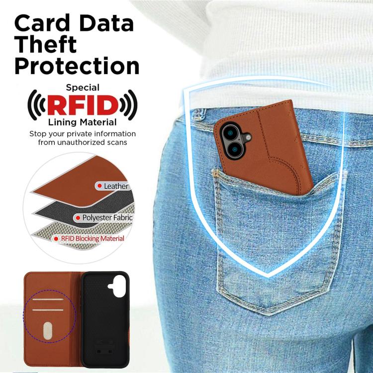 For iPhone 16 Rhombic MagSafe RFID Anti-Theft Wallet Leather Phone Case