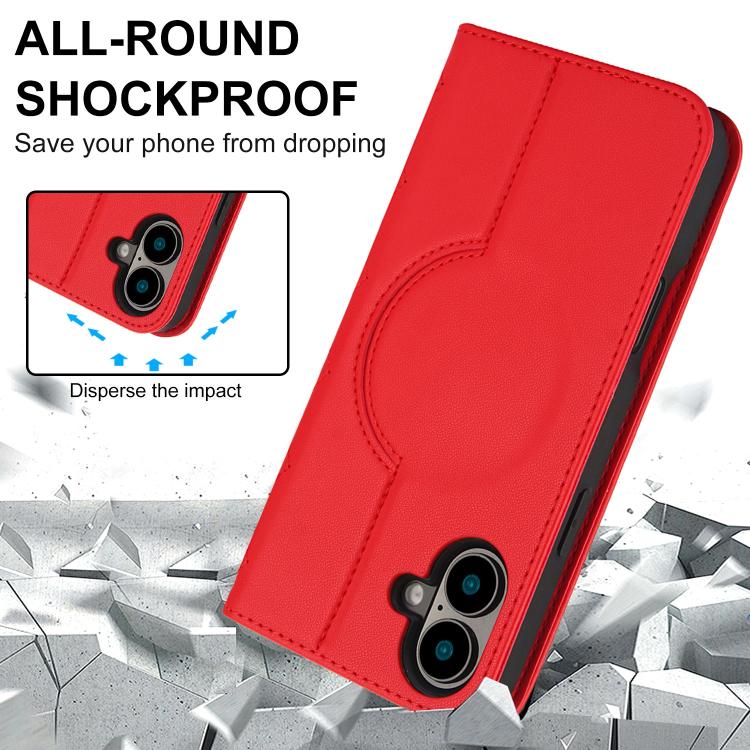 For iPhone 16 Plus Rhombic MagSafe RFID Anti-Theft Wallet Leather Phone Case
