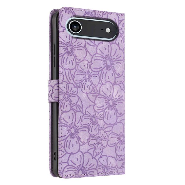 For iPhone Air Cherry Blossoms Embossed Leather Phone Case