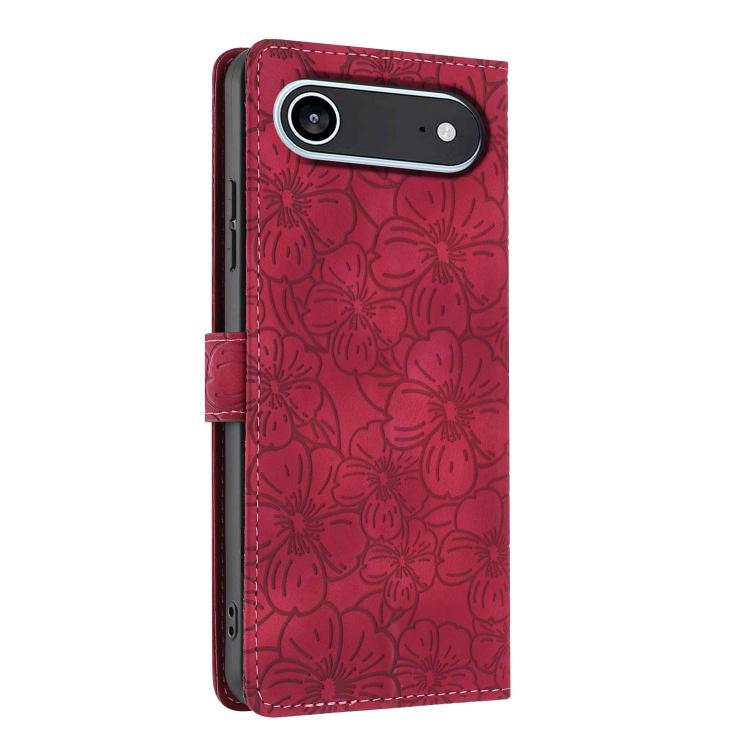 For iPhone Air Cherry Blossoms Embossed Leather Phone Case