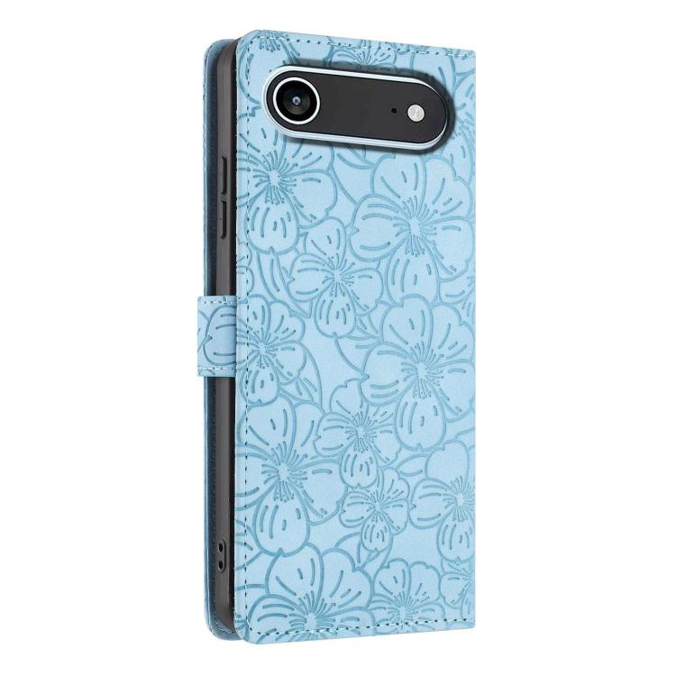 For iPhone Air Cherry Blossoms Embossed Leather Phone Case