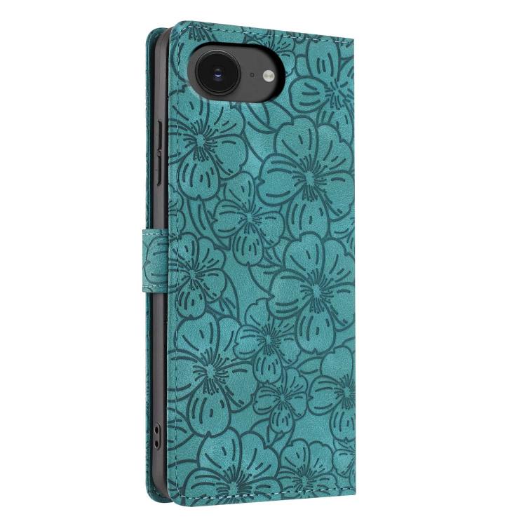 For iPhone 17e / 16e Cherry Blossoms Embossed Leather Phone Case