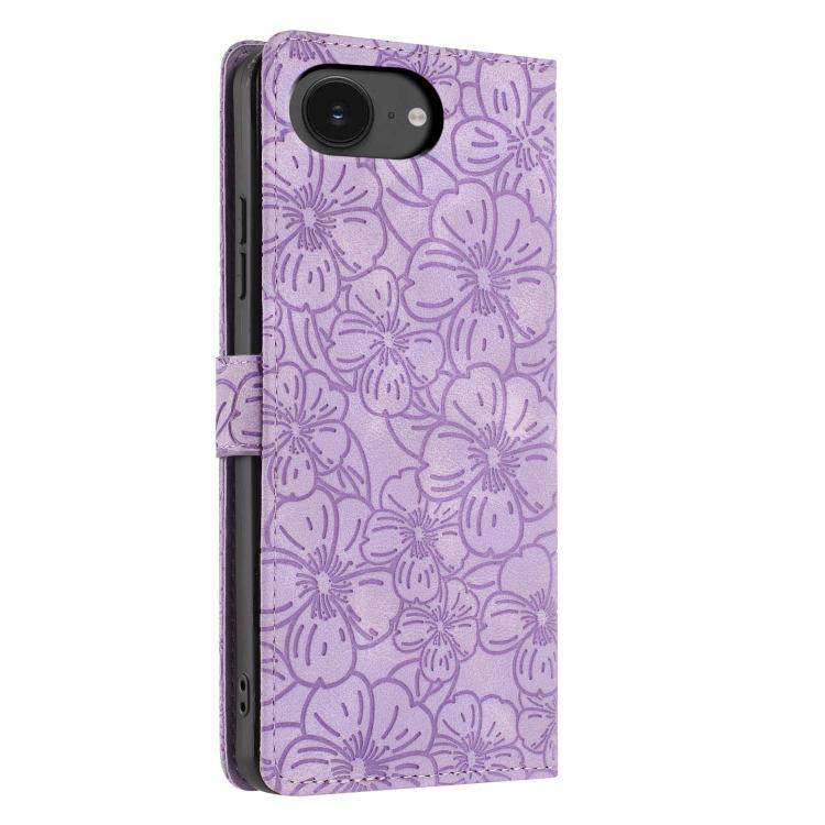For iPhone 17e / 16e Cherry Blossoms Embossed Leather Phone Case