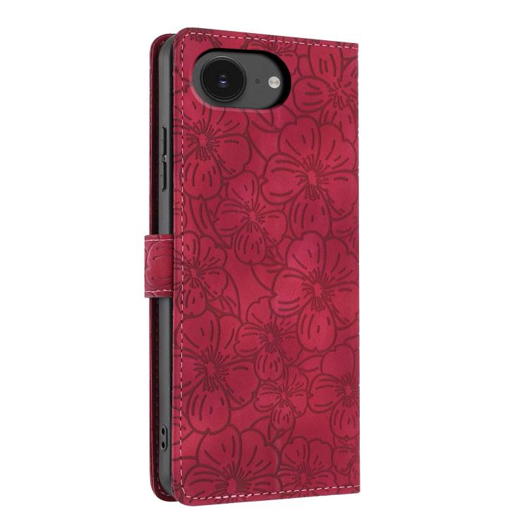For iPhone 17e / 16e Cherry Blossoms Embossed Leather Phone Case