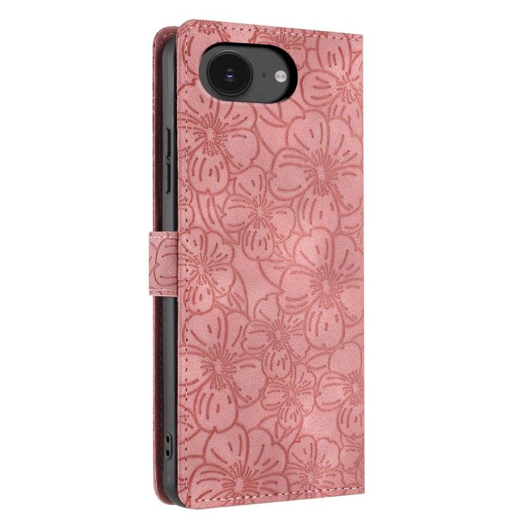 For iPhone 17e / 16e Cherry Blossoms Embossed Leather Phone Case