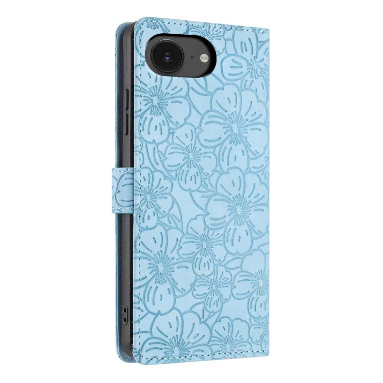 For iPhone 17e / 16e Cherry Blossoms Embossed Leather Phone Case