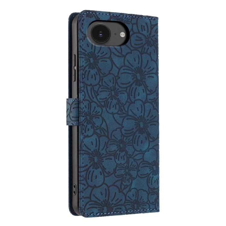 For iPhone 17e / 16e Cherry Blossoms Embossed Leather Phone Case