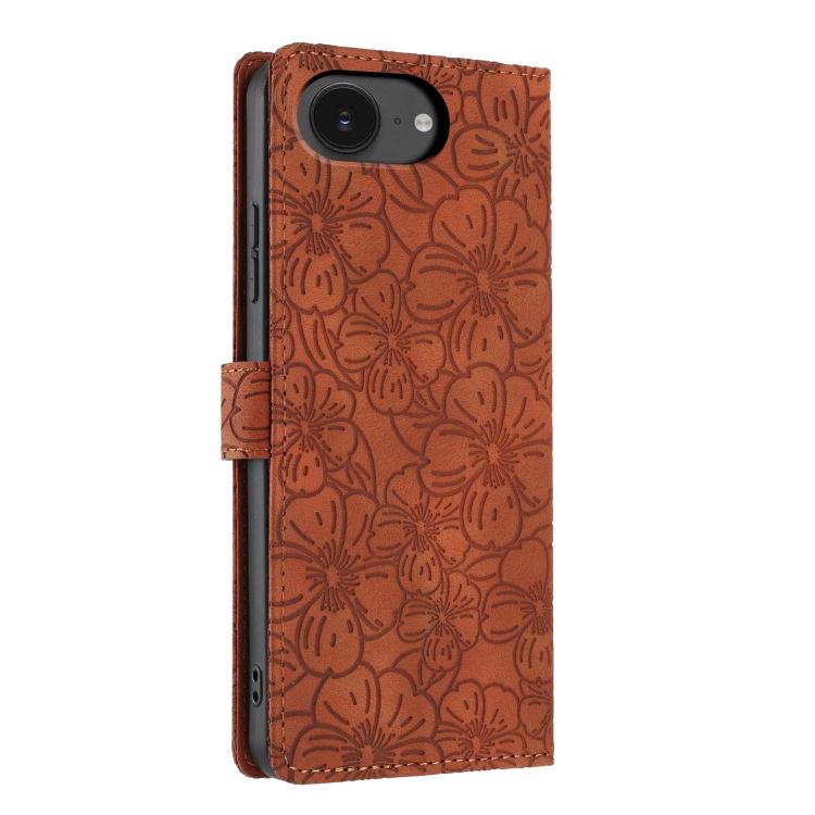 For iPhone 17e / 16e Cherry Blossoms Embossed Leather Phone Case