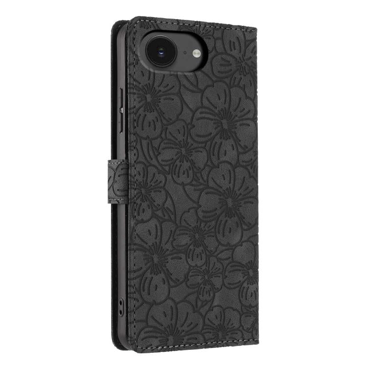 For iPhone 17e / 16e Cherry Blossoms Embossed Leather Phone Case