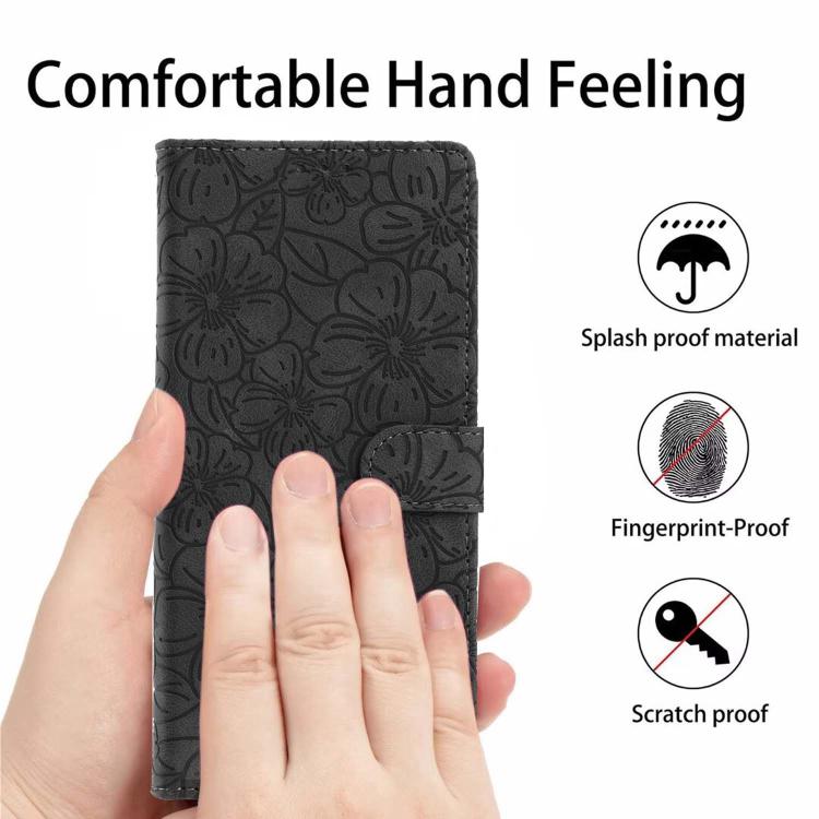 For iPhone 17e / 16e Cherry Blossoms Embossed Leather Phone Case