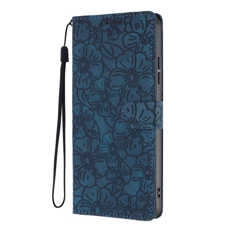 For iPhone 16 Cherry Blossoms Embossed Leather Phone Case
