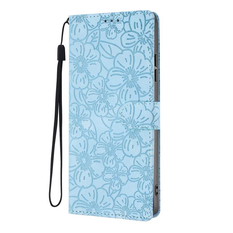 For iPhone 14 Cherry Blossoms Embossed Leather Phone Case