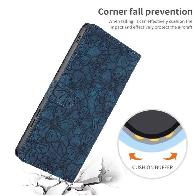 For iPhone 14 Pro Cherry Blossoms Embossed Leather Phone Case
