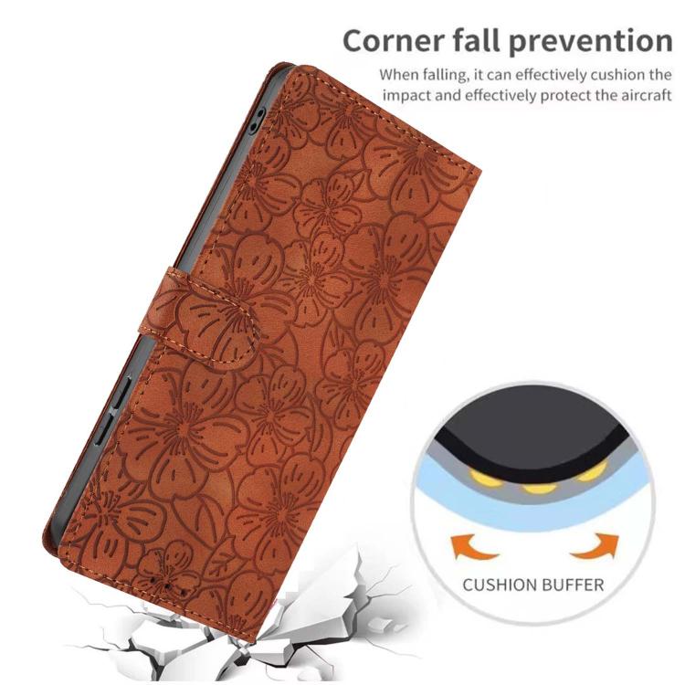 For iPhone 13 Cherry Blossoms Embossed Leather Phone Case