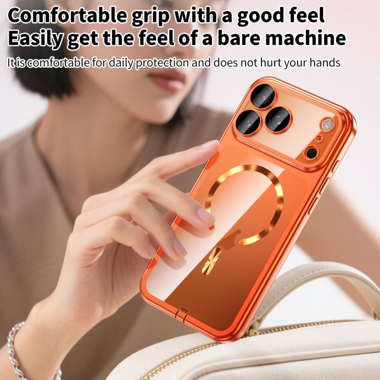 For iPhone 16 Pro Max Plating Paint TPU MagSafe Phone Case with Dust Plug & Lens Film