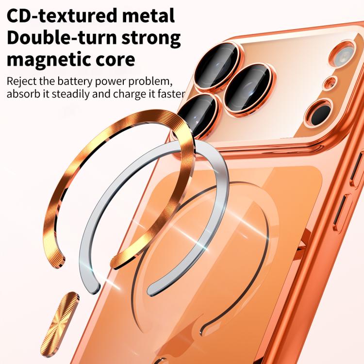 For iPhone 15 Pro Max Plating Paint TPU MagSafe Phone Case with Dust Plug & Lens Film