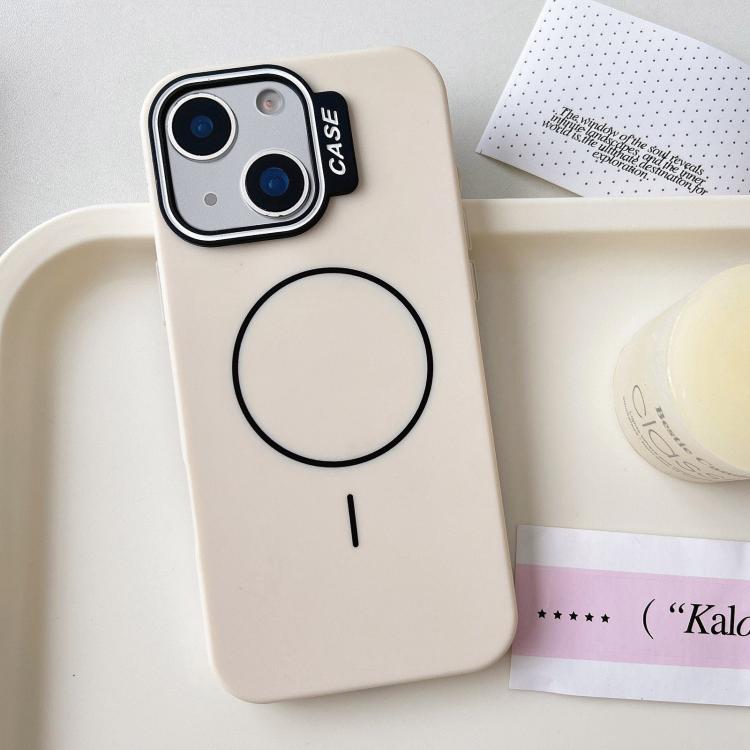 For iPhone 14 Plus Large Hole Solid Color Frame CESA Fine Ring Magsafe Phone Case