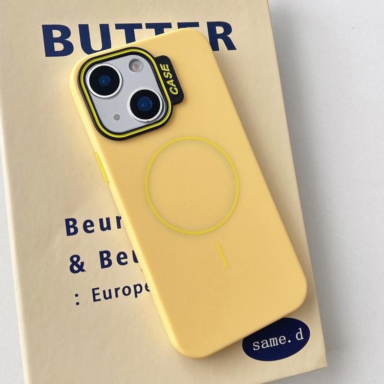 For iPhone 15 Plus Large Hole Solid Color Frame CESA Fine Ring Magsafe Phone Case