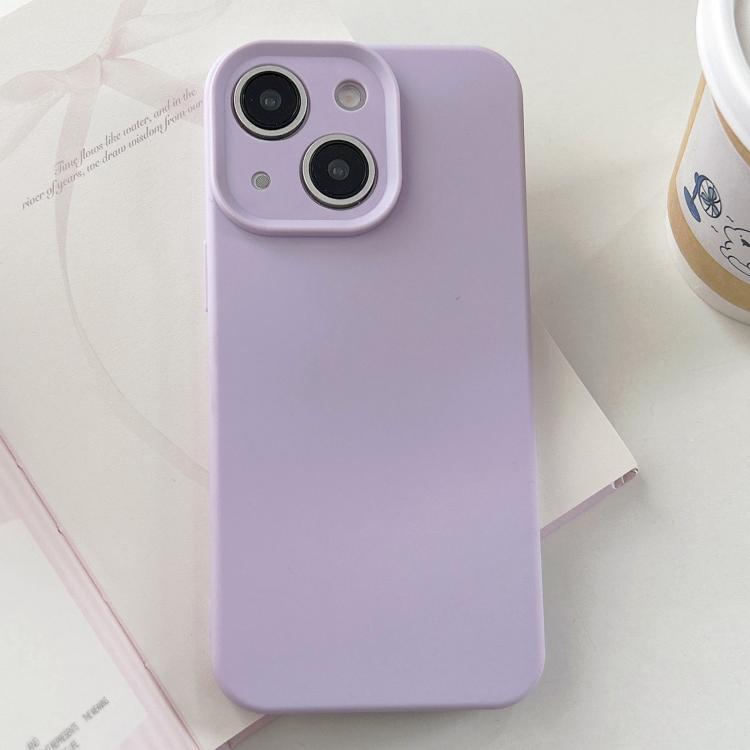 For iPhone 14 Plus Precision Hole Camera Frame Solid Color Phone Case