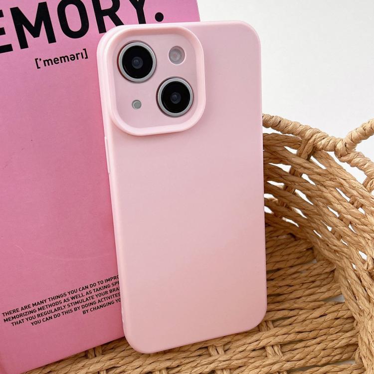 For iPhone 14 Plus Precision Hole Camera Frame Solid Color Phone Case