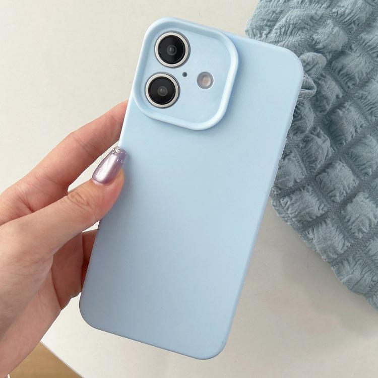 For iPhone 16 Plus Precision Hole Camera Frame Solid Color Phone Case