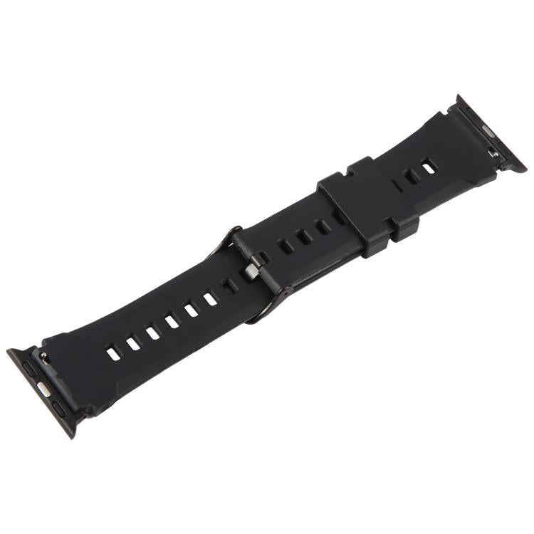 For Apple Watch 42 / 44 / 45 / 46 / 49mm xDfind Black Connector Camouflage Print Silicone Watch Band