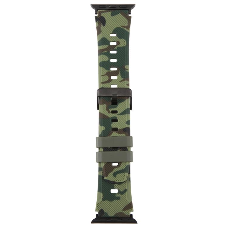 For Apple Watch 38 / 40 / 41 / S10 42mm xDfind Black Connector Camouflage Print Silicone Watch Band