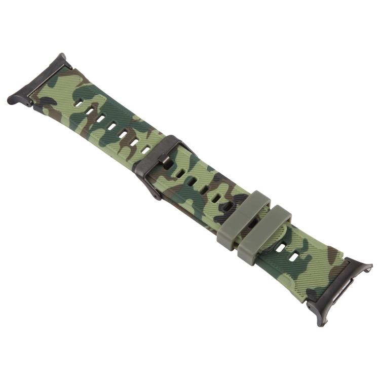 For Samsung Galaxy Watch Ultra / Ultra 2025 xDfind Black Connector Camouflage Print Silicone Watch Band