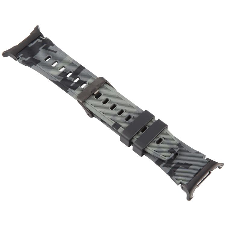 For Samsung Galaxy Watch Ultra / Ultra 2025 xDfind Black Connector Camouflage Print Silicone Watch Band